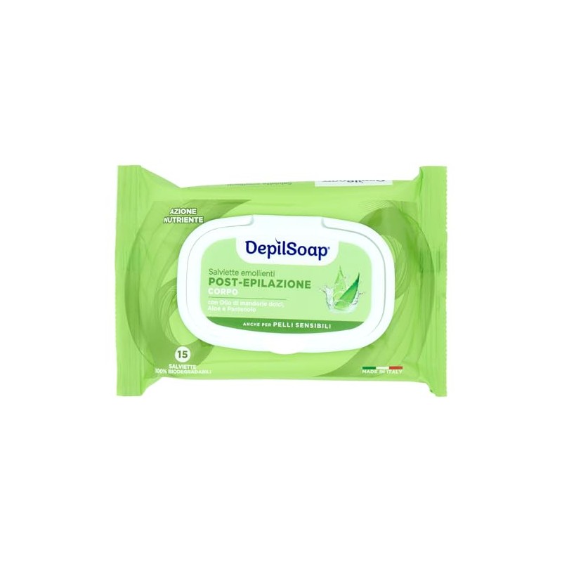 Depilsoap Salviette Emollienti Post-Epilazione – 15 Salviette Idratanti e Lenitive
