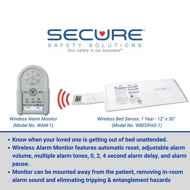 Secure Safety Solutions Wireless Bed Alarm for Elderly Adults -