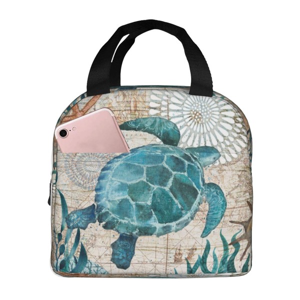 Hulnulnu Turtle Insulated Lunch Bag Reusable Lunch Box Portable Cooler