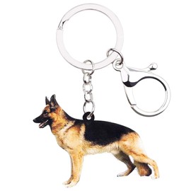 DOWAY Acrylic German Shepherd Keychain Pet Dog Pendant for Women Men Purse Handbag Gifts (Brown-1)