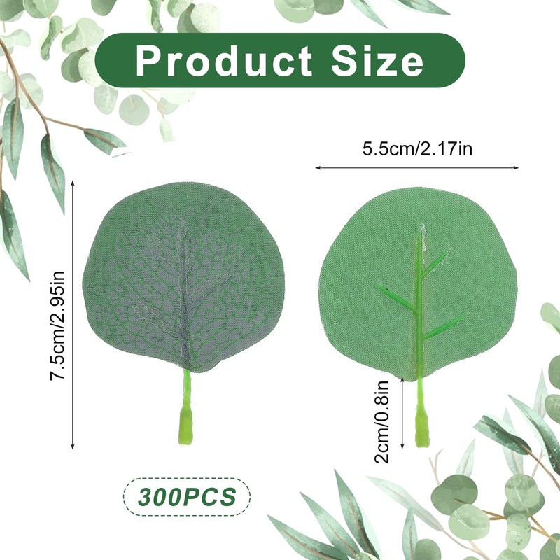 CIATBYYJ 300Pcs Eucalyptus Stems Artificial Eucalyptus Leaves Faux Eucalyptus Stems