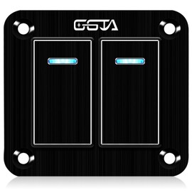 GGTA 2 Gang Rocker Switch Panel Waterproof，12v-24v Aluminum Waterproof Boat Marine Toggle On/Off Switch for Car Pickup Rv SUV Uvt ATV Motorcycle(Black)