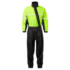 JDC Motorcycle Waterproof Rain Suit Over Suit 1PC - SHIELD - Yellow/Black - L - Regular Leg (32")