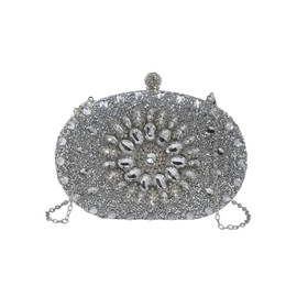 CORIOS Evening Bag Women's Shiny Rhinestone Handbag Diamond Clutch Bag Small Bag Elegant Shoulder Bag Chain Shoulder Bag for Wedding Prom Banquet Party, silver, Elegant, fashionable