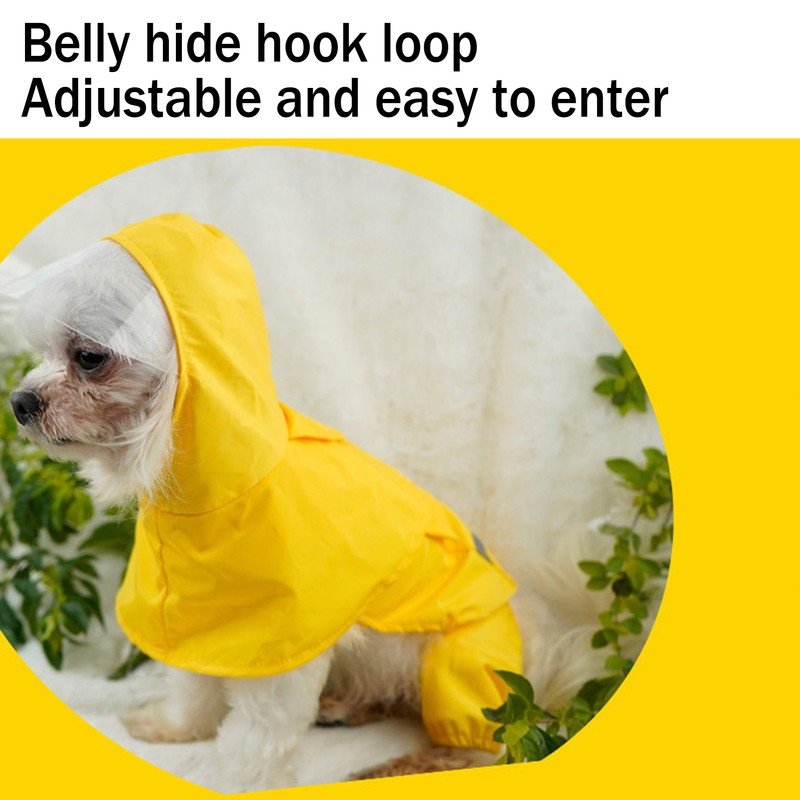 Dog Raincoat Waterproof Breathable Adjustable Hooded Dog Raincoat with Pocket