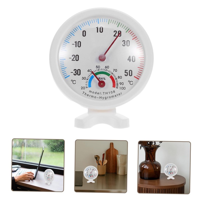 IWOWHERO 2Pcs Round Temperature Humidity Gauge for Refrigerators Humidifiers Indoor