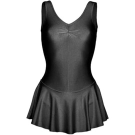 BODYWEAR LTD Girls Skirted Sissy Leotard - Shiny Nylon – Comfortable - Performance Wear - Dance Class Essential - Ballet - Shows, Dance Classes, Uniforms & Gymnastics (Black, 9-10 Years)