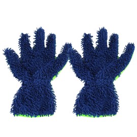 Craedli 2PCS Car Wash Mitts, Anti-Scratch Double Sided 5-Finger Microfiber Car Interior&Exterior Detailing Gloves, Soft Vehicle Chenille Dusting Mitt for Cleaning Wheel Tight Spot (Blue)