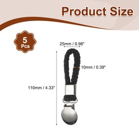 PATIKIL 5 Pcs Hanging Tea Towel Clips, 1" Width Braided Cotton Loop Towel Clip with Silver Metal Clamp for Kitchen Bathroom RVs Camping Hanging Organize Tool, Black