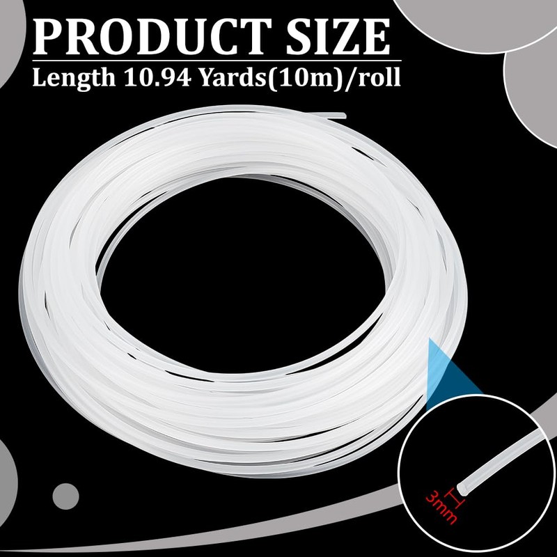 BENECREAT 10m Plastic Welt Cord Upholstery Piping, 3mm Translucent PVC