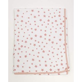 Ti TIN Soft, absorbent baby blanket, 80 x 75 cm, crawling blanket made of 100% cotton with double-layered fabric, baby blanket for car, cradle, pram, baby seat, etc., star motif, pink