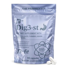 B-FIT B Digestivo Natural sin Sabor - 90 Cápsulas - Suplemento Alimenticio con Extractos de Cuachalalate Cúrcuma Jengibre e Hinojo - Sin Ingredientes Artificiales - Fácil de Consumir