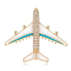 Airplane Brooch Pin for Women Cartoon Rhinestone Lapel Pins Cute Enamel Brooches Pins Badges Corsage for Dress Hat Scarf Accessories Gifts