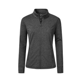 MoFiz Women Warm-Up Track Jacket Lightweight Zip Up Long Sleeve Ladies Active Exercise Outdoor Walking Casual Apparel Grey XL