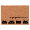 Welcome Doormat Coco Coir Door Mat Gift Peeking Cats Hope