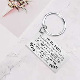 Fathers Day Uncle Gifts from Nephew - Thank You Uncle Keychain - Best Uncle Ever Gifts Key Chain for Birthday Christmas