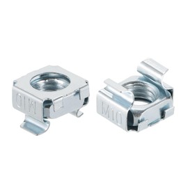 sourcing map M10 x 1.5mm Cage Nut, 5Pcs Snap-in Cage Nuts, Carbon Steel Zinc Plated Metric Nut for Server Rack Cabinet, Silver