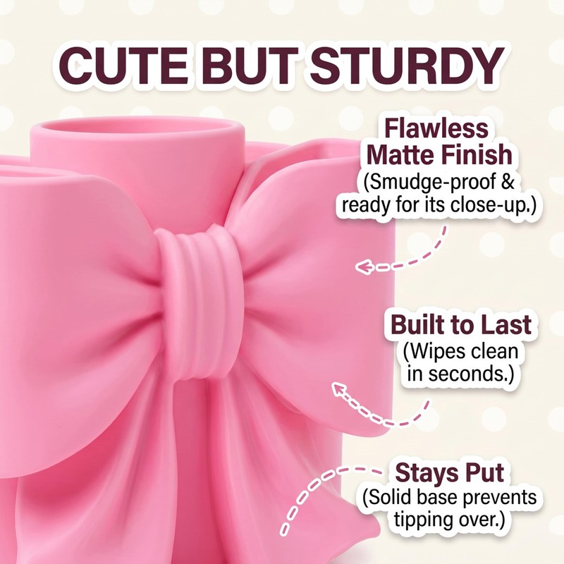 2 Pcs Pink Bow Toothbrush Holder for Bathrooms