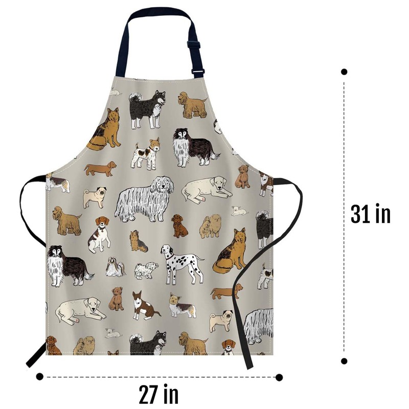 Smooffly Cute Dogs Animal Print Apron,Adjustable Neck Bib Apron for