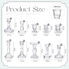 Mumufy 40 Pcs Glass Crystal Taper Candle Holders Clear Glass Candlestick Holder Fit 0.8 Inch Candles Crystal Decorative Candle Stand Centerpiece Table Wedding Dining Party (Classic,Clear)