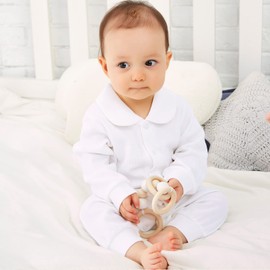 pureborn Unisex Baby Jumpsuit with Bib Long Sleeve Cotton Spring Fall Romper One-Piece Coverall Baptism Outfit for Infant Boys Girls 0-3 Months White