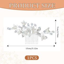 Blumen-Hochzeits-Haarkamm, Eleganter Hochzeit Kopfschmuck Zubehör Braut Hochzeit Haarkamm Haarschmuck Hochzeit für Damen und Mädchen Hochzeit Party Geburtstag Abschlussfeier Fotoshooting (Silber)