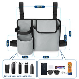 Xxerciz Chair Cup Holder Phone Holder, Camping Chair Armrest Drink Holder with Easily Attached Self Adhesive Straps for Patio Recliner, Beach Chair, Foldable Camping Chair (Gray)