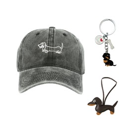 1 Bestickte Mütze Mit Welpen, Mit 1 Schlüsselanhänger Und 1 Anhänger, Süße Baseballkappe, Modische Mütze, Geschenk Mit Dackel-Element