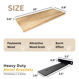 Teneyu Wall Floating Shelves - Bedroom, Bathroom, Kitchen, Living Room Wall Mounted Storage Shelves(Set of 2, JL-D162)