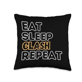 Eat Sleep Clash Repeat Video Game Royale Video Gamer Throw Pillow