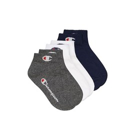 Champion Unisex Core 3pp Quarter Ankle Socks, Blue Marino, Bianco, Grigio Melange Chiaro, 8-Jun UK