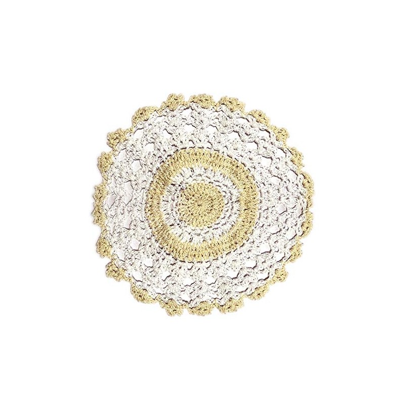 Pack of 6 Round Crochet Doilies Traditional Cotton Table Linen