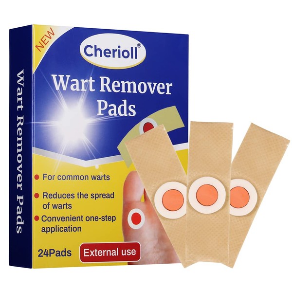 Wart Remover, Corn Remover, 24PC Foot Corn Remover Pads, Plantar Wart Removal, Corn Callus Remover, Penetrates and Removes Common and Plantar Warts with Hole, Callus, Stops Wart Regrowth