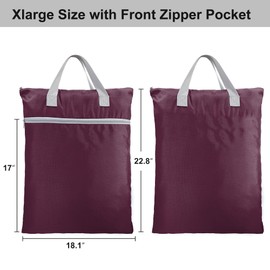 BeeGreen Burgundy Travel Laundry Bag with Handles & Zipper Pockets Dirty Clothes Hanging Laundry Hamper Heavy Duty Collapsible for College Dorm Gym Beach Pool Swimsuit