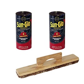 Twin Pack of Sun-Glo Speed #6 Medium Speed Shuffleboard Table Powder Wax (2 Pack) Bundled with a Sun-Glo Shuffleboard Sweep