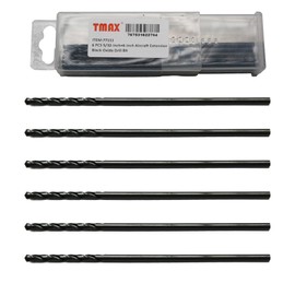 TMAX 6 PC 5/32 Inch x 6 Inch Aircraft Extension Black Oxide Drill Bit, Premium M2 High Speed Steel, Extra Length, for Metal, Plastic, Wood