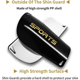 Men's Football Shin Pads with Non-Slip Sleeves, for Adults - Teenagers - Children, Lightweight, Non-Slip, Provides Strong Protection (M, Black)
