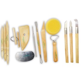 ARTIST'S BEST Deluxe Clay Modeling Kit | 14-Piece Set | Traditional to Specialty Tools | Genuine Agate Stone Tips | For All Clay Artists