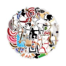 50 PCS Archery Stickers for Water Bottle,Bike,Car,Helmet,Phone,Luggage,Computer,Scrapbook,Laptop,Cartoon Shooting Sport Waterproof Vinyl Decals,Teens Girls Aesthetic Sticker,Trendy Graffiti Sticker