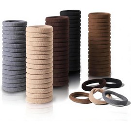 JSBelle Ligas para el Cabello de 200 Pcs para mujeres y niñas, coleteros elásticos gruesos sin costuras, bandas para el cabello que no dañan el cabello para uso diario. (200, Color Natural)