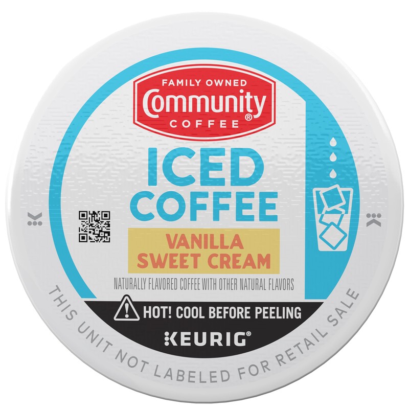 Community Coffee Vanilla Sweet Cream, 10 Keurig Iced Coffee Pods,