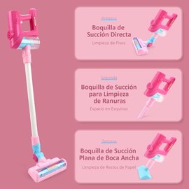 Risom Aspiradora de Juguete para Niños, Mini Aspiradora Infantiles Juego de Aspirador con succión de Trabajo para un Juego Realista Juguetes De Limpie