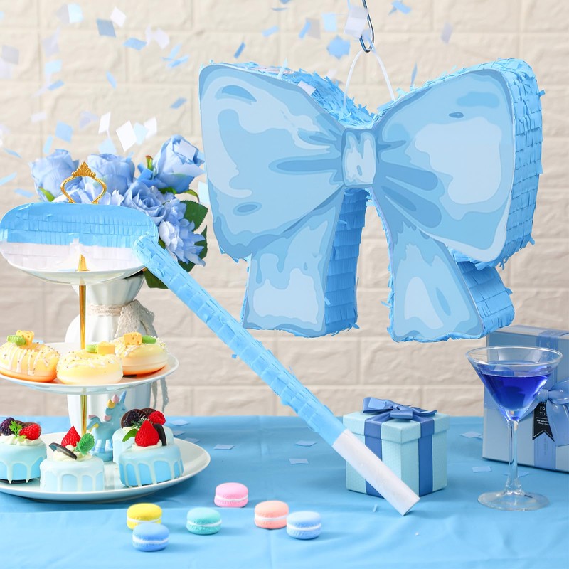 Feifeiya Coquette Blue Bow Piñata Blue Party Piñata Bundle with