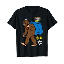 Hanukkah Bigfoot Sasquatch Chanukah Jewish Men Women Kids T-Shirt