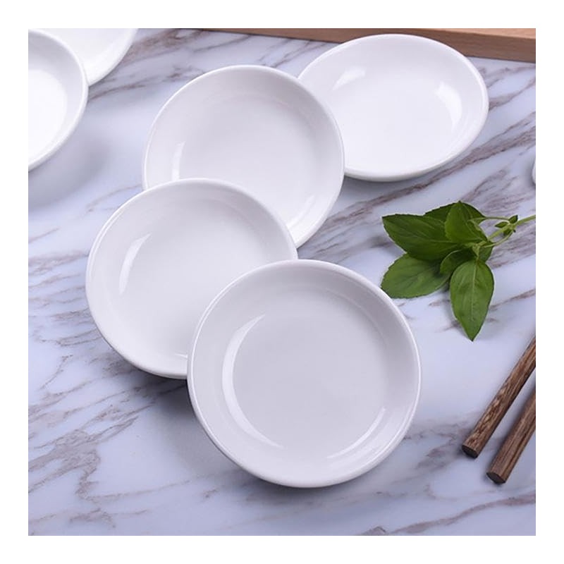 Mengbaobao 6 Pack White Soy Sauce Dish Ceramic Dip Bowl