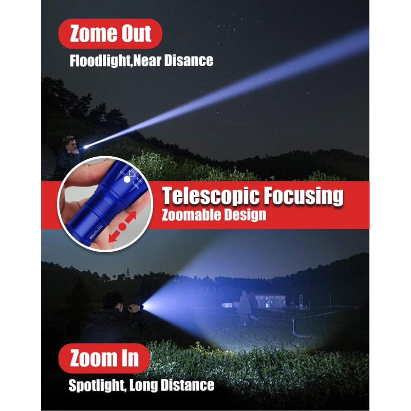 Victoper LED Flashlight 2 Pack Blue, Bright High Lumens Tactical