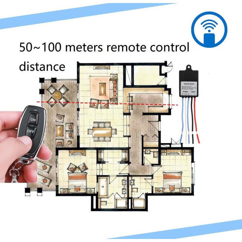 QIACHIP 12 V Wireless Switch with Remote Control, Wireless Relay