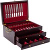 GENRICE Wooden Silverware Chest without Silverware Three-layer, Silverware Box Storage