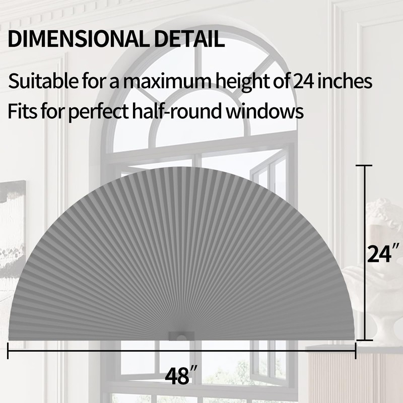 Myshade Arch Window Shades Half Circle Blackout Cellular Shades Cordless