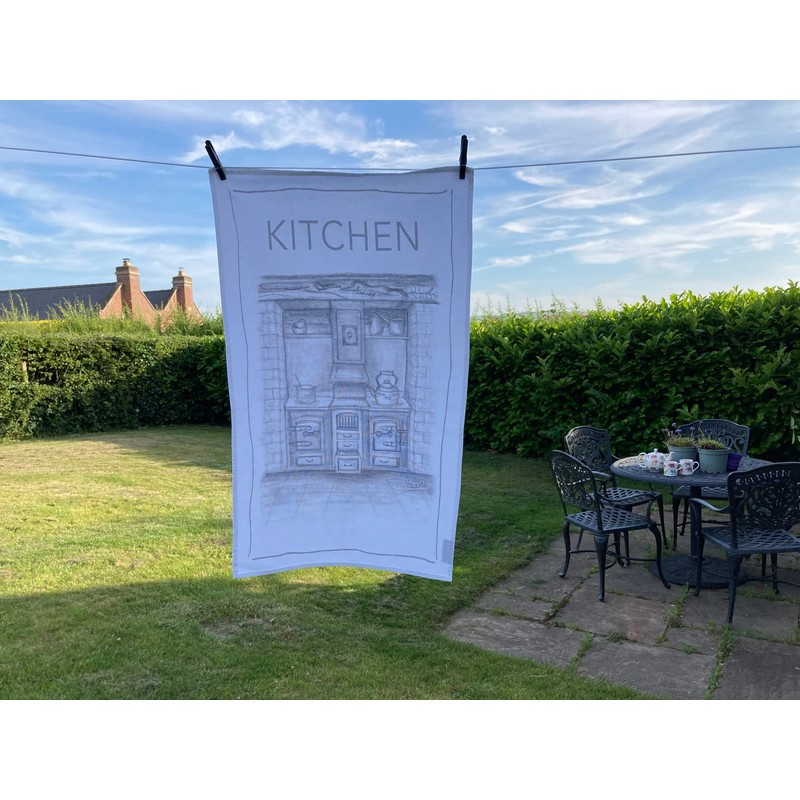 ROCK THE HOME Kitchen Design Tea Towel - White, Absorbent,
